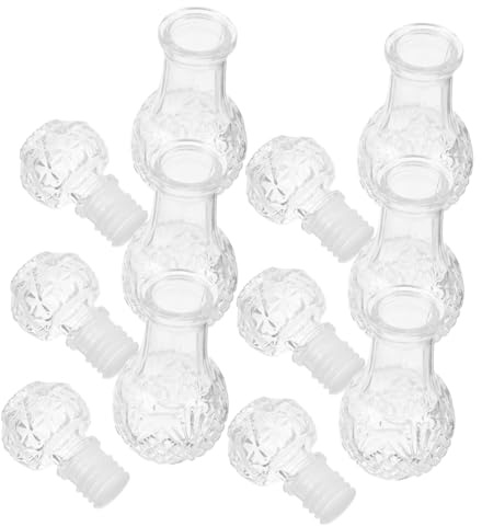 LOLIPPYY 6 Pcs Clear Wine Decanter Bottles with Stopper Portable Glass Liquor Bottles for Whiskey Brandy Spirits Tasting Stylish Transparent Miniature Decanter for Parties and Travel