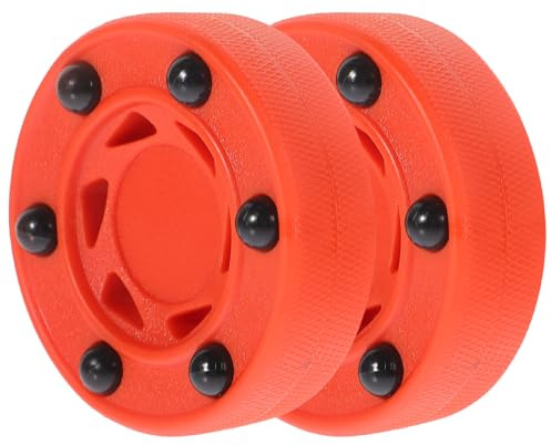 QUMIIRITY Discos de Hockey sobre Patines 2 Piezas, Pelota Hockey Callejero Profesional de PVC Resistente, Diseño Ligero 6 Bolas para Entrenamiento en Interiores y Exteriores, Deslizamiento