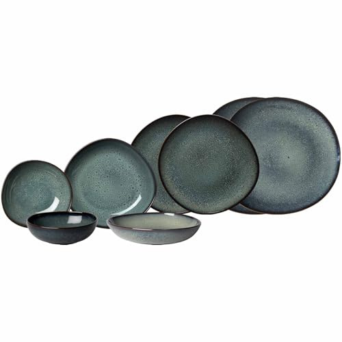 like. by Villeroy & Boch – Lave Gris Einsteiger-Set 6-teilig, Teller und Schalen für 2 Personen, Pottery Look, Geschirrset aus Steingut, Spülmaschinen- & Mikrowellenfest, Grau