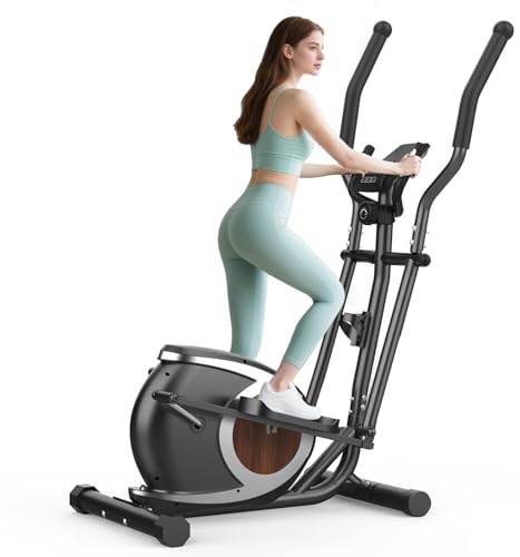 Cowmew Magnetischer Crosstrainer für Zuhause mit Bluetooth-LCD-Display | 16 Widerstandsstufen Ultra‑leiser Ellipsentrainer, 6KG Schwungrad , Pulsmessung, Heimfitness Elliptical Stepper