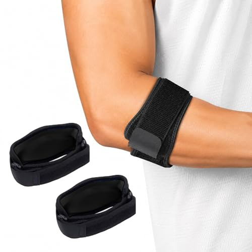 Claglamatree Juego de 2 coderas con cinta ajustable, soporte de codo de compresión envolvente, banda de sujeción, Codera Mujer & Hombre para deporte, entrenamiento, fitness y uso diario