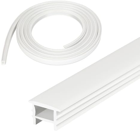 WHBFH Flexibel LED-silikonprofil, remsa ljus diffusörprofil, LED-remsskydd LED-kanal för tak, vägg, skåp, akustisk panel belysning (vit 5 m, 14 x 10 mm)