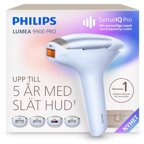Philips Lumea 9900 Pro IPL-hårborttagningsenhet – långvarig släthet, professionellt alternativ till hårborttagning, medicinskt säker, fyra tillbehör för kropp, ansikte, bikini och armhålor, BRC343/00
