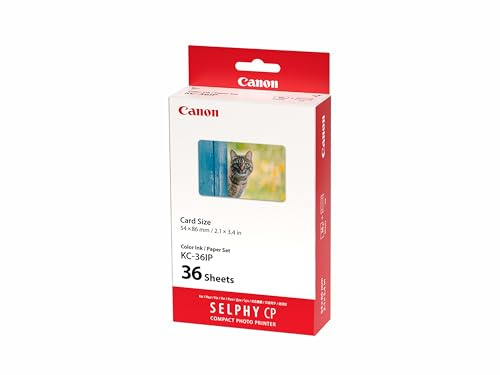 Canon KC-36IP Original Farbband/Papierset Kreditkartengröße 54 x 86mm für SELPHY CP-Drucker (18 Blatt, Laborqualität, wasserabweisend) [optionale Papierkassette Canon PCC-CP400 erforderlich]