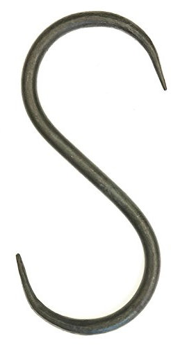 Castelion® Single Large Black Wrought Iron S Hook (6 inch / 15.2cm) – for Hanging Baskets, Kitchen Utensils, saucepans, Tools. for in The House, shed, Greenhouse or Garage.