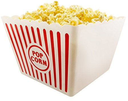 [Novelty Place] Kunststoff rot & weiß gestreiften klassischen Popcorn-Behälter für Movie Night - 9.25 Quadrat x 5.9 tief (2er Pack)