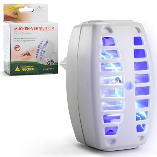 Gardigo® Mückenstecker UV Licht I Insektenvernichter Stecker I 20 m² I GS-Geprüft I Mückenabwehr durch UV Licht I Mückenstecker Elektrisch zur Insektenabwehr I Mückenvernichter Steckdose