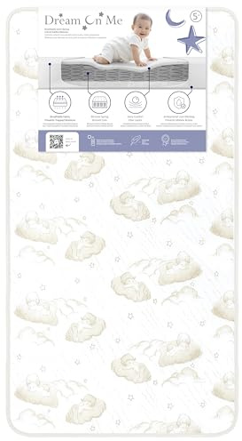 Dream On Me Twilight 5” 2-in-1 Breathable Spring Coil Crib & Toddler Mattress – Firm Infant Side & Plush Toddler Side, Reversible Design, Waterproof Vinyl Cover, GREENGUARD Gold & JPMA Certified