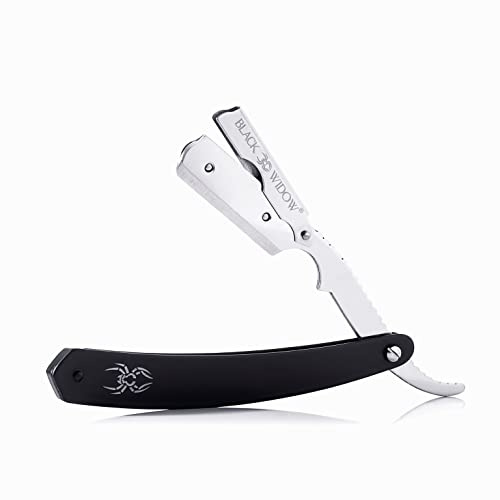 Black Widow Professional Straight Edge Razor Kit with 10 Blades – Stainless Steel Barber Razor for Men’s Shaving, Classic Barbero Shaver for Smooth, Precise, and Comfortable Shaves