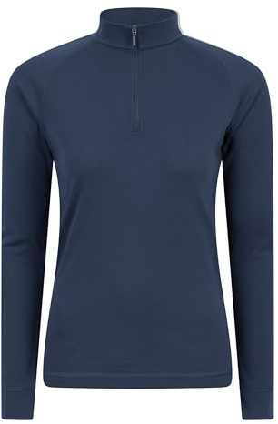 Mountain Warehouse Talus Womens Thermal Baselayer Top - Long Sleeves T-Shirt, Lightweight, Breathable Tee, Quick Dry Tee Shirt – Spring Summer & Outdoors Navy (Zip Neck) Women's Size 12