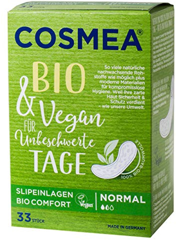COSMEA Bio-Slipeinlagen Normal, ohne Duft, Vorteilspack (165 Stk). Hygiene-Einlagen aus Bio-Baumwolle. Damen-Hygiene im Einklang mit der Natur