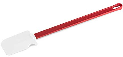thermohauser Stielschaber (Silikon) weiß,42,0x7,0cm, Spatula, roter Griff (Nylon)