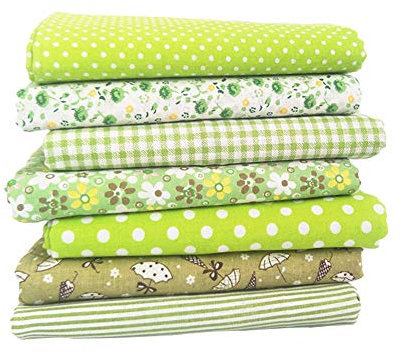 Martin Kench 7 Stueck Stoffpakete Patchwork Stoffe Baumwolle Tuch DIY Handgefertigte Nähen Quilten Stoff Baumwollgewebe Verschiedene Designs (Grün B,25 * 25cm)