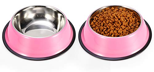 Podinor Hundenäpfe aus Edelstahl, für Futter und Wasser, rutschfest, stapelbar, für kleine, mittelgroße und große Hunde, 2 Stück