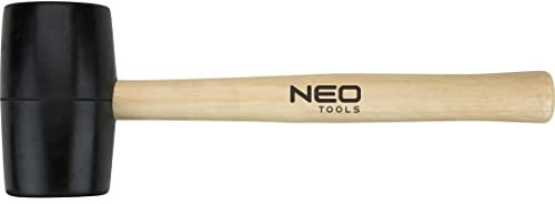 Neo Tools Maillet en caoutchouc noir avec manche en bois clair | Disponible en différentes tailles, longueurs et poids (340 g, 450 g, 680 g, 900 g)