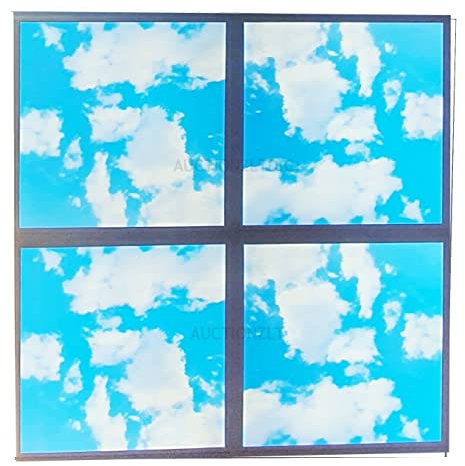 Manningham Lighting LED Sky Ceiling Panel Lights – 4 Packs Recessed 48W Sky Cloud Pattern 600x600 mm – Cool White 6500K Ultra-Thin Light - Energy Efficient Suspended Ceiling Grid for Shop, Office