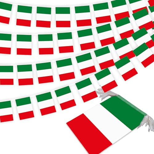 Girlande 8 Meter 20 Flaggen Italien 20 x 30 cm – italienische Flagge 20 x 30 cm – Girlande Flagge