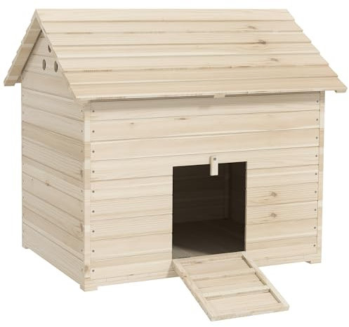 PawHut Entenhaus mit aufklappbarem Kippdach, Geflügelhaus mit erhöhten Boden und Rampe an der Vordertür, Entenstall aus Tannenholz, 100 x 82,5 x 91 cm