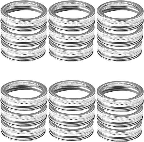 CareforYou 30 Stück Einmachringe mit normaler Öffnung, Einmachgläser-Ersatz-Ringe aus Metall, praktische Schraubgläser-Bänder, kleine Öffnung, auslaufsicher, Silber/70 mm