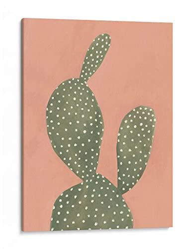 Canvas Lab | Coral Cacti I by Emma Scarvey | 24 x 32 in | Canvas Print Wall Art | Botanical, Coastal, Nature, Tropical | Wall Decor for Bedroom, Living Room or Office