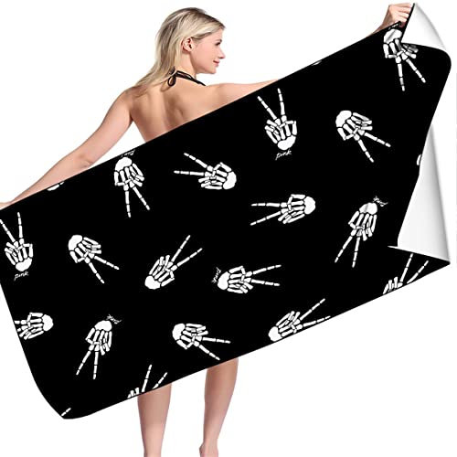 Generic Strandtuch Totenkopf Schwarz 70 X 140 cm Baumwolle,Microfaser Strandtuch,Bunter Schädel 3D-Druck,Badetuch Handtuch Yoga Sporthandtuch (A01,70x140cm)