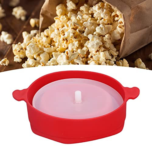 LANTRO JS Palomitero para Microondas de Silicona plegable, Recipiente para Hacer Palomitas en el Microondas sin Aceite, Rojo con tapa y asas, resistente a altas temperaturas,26x15 cm