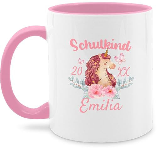 Tasse Tassen 325ml - Einschulung Schulanfang - Schulkind Einhorn 2026-325 ml - Rosa - geschenke für erstklässler mädchen personalisierte einschulungsgeschenke schulanfänger grundschule