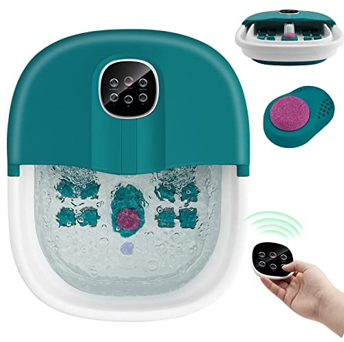 RELAX4LIFE Pediluvio Massaggiatore Piedi con Bolle di Vibrazione e Rulli, Idromassaggio Piedi con 3 Temperature Regolabili e Timer 20-60 Min, Perfetto per Sollievo dallo Stress (Verde scuro)