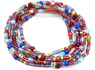 Armband in rot blau HANDARBEIT Wickelarmband PERLENARMBAND ohne Verschluss Made in Germany biza Style Yoga