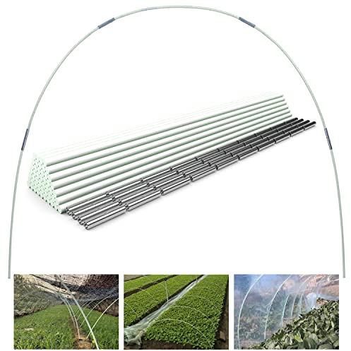 Garden Hoops for Netting 50 Pack 17 Inch Greenhouse Hoops Grow Tunnel Kit for Raised Beds Cloche Frame for Plant Freeze Cover Insect Mesh & Fruit Cage Supports