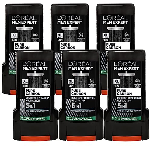 6 er Pack MEN EXPERT Duschgel Pure Carbon Clean 5in1 XL 6 x 300 ml