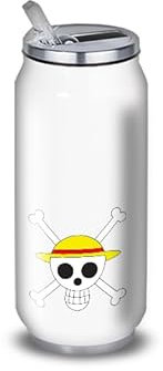 Wasserflasche aus Aluminium – Edelstahl (Thermoskanne 24 Stunden), wiederverwendbar, 330 ml bis 750 ml, japanisches Anime-Thema One Piece (Edelstahl, Dose M 500 ml)