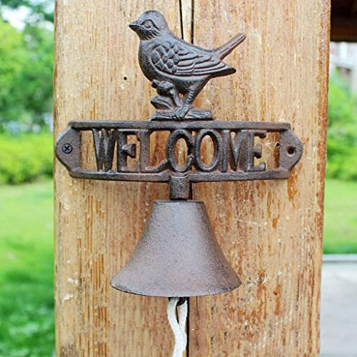 Gusseisen-Dinner-Glocke, Gusseisen-Küstenglocke for den Innen-/Außenbereich, Wandglocke, schmiedeeiserne Türklingel, Retro-Willkommen, doppelseitige Türklingel, Welcomene Handglocke, 11,6 x 21,7 x 21