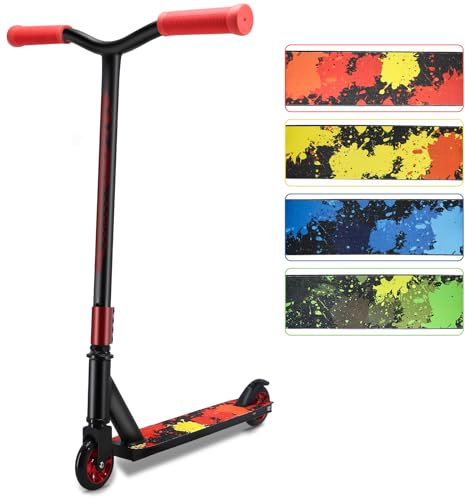 Stunt Scooters - Freestyle 100mm Aluminium Core Wheels & ABEC-7 Trick Scooter for Kids 8 Years and Up Entry Level Scooter for Beginner Boys Girls Teens Adults