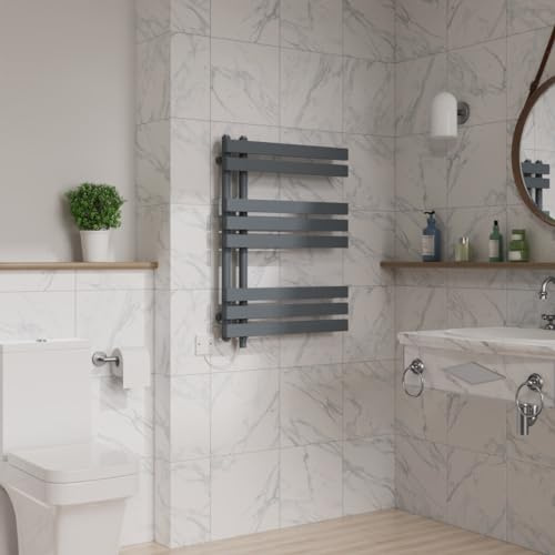 Warmehaus 800x600mm Sand Grey Designer Bathroom Electric Heated Towel Rail Rad Ladder Radiator Kit 500W