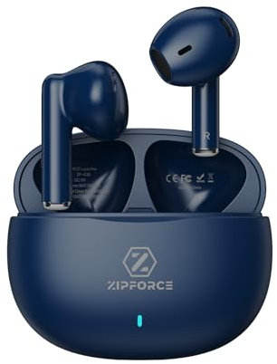 ZIPFORCE Auricolari True Wireless, Cuffie intrauricolari Bluetooth 5.3 4 microfoni ENC Chiamata chiara, Touch Control 40 tempi di riproduzione, TWS impermeabile IPX5, Auricolari leggeri