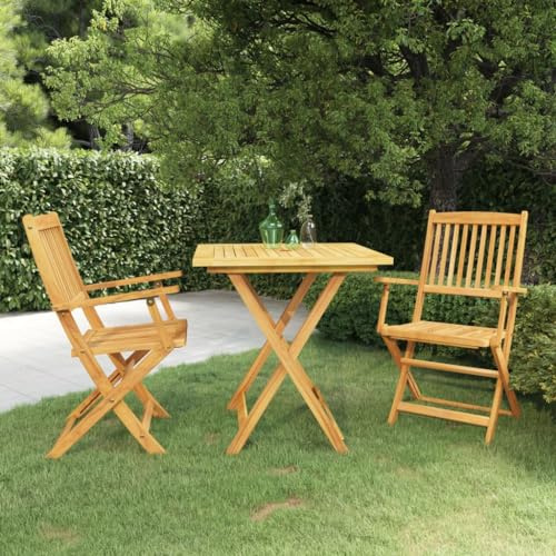 QZZCED Garten-Couch-Set Terrassen-Sofa-Set Terrassenmöbel Gartenmöbel-Sets 3-TLG. Garten-Essgruppe Klappbar Massivholz Akazie für Gärten, Terrassen, Balkone