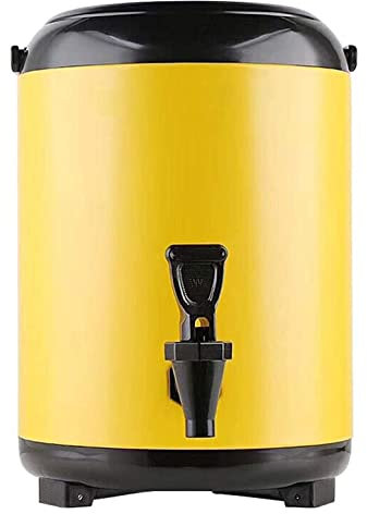 Getränkespender mit Wasserhahn, 8 l/10 l, Heißwasserspender, isoliertes Fass für Kaffeesaft, Tee und Apfelweinmilch für Partys und Buffets, doppelwandig,/Gelb/10 l