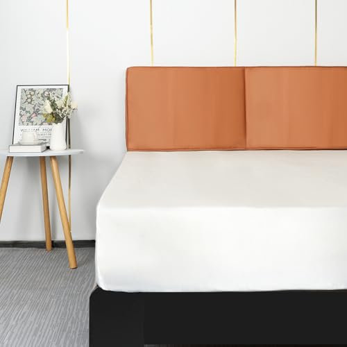 Lirex Satin Spannbettlaken 100x200cm, Seide Spannbetttuch Luxuriös und Seidig Glatt Weiche Microfaser Bettlaken für bis 35cm Matraze, Weiß