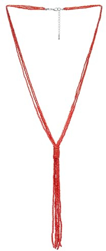 COOLSTEELANDBEYOND Perlen Lariatkette, Y-Form Lange Statement Halskette Multi-Schichten Kette mit Kristall Perlen