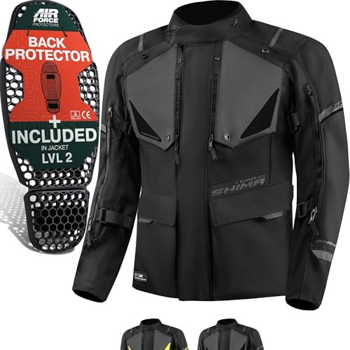 SHIMA RUNNER Motorrad Jacke Herren mit Protektoren AIRFORCE Rückenprotektor Schutzjacken Schulter Protektor Ellbogen Textiljacke Wasserdicht Protektorenjacke Stadt (Männer, Schwarz, M)
