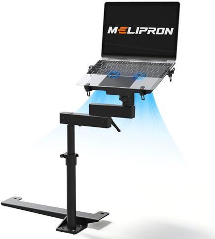 MELIPRON Truck Laptop Mount Fit for 19-26 Chevy Silverado, Tahoe, GMC Sierra, No-Drilling Vehicle-Specific Laptop Holder with Cooling Fan Adjustable Height for Work on The Go