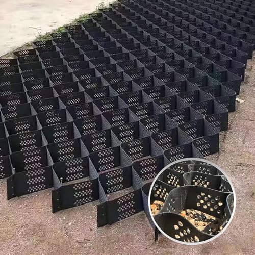 Robuster Bodengitter-Stabilisator für Kies, 5,1 cm Geocell-System, durchlässige und zelluläre Einschränkung, Geo-Stabilisierungsgitter für Einfahrten und Wege (Größe: 5 x 8 m)