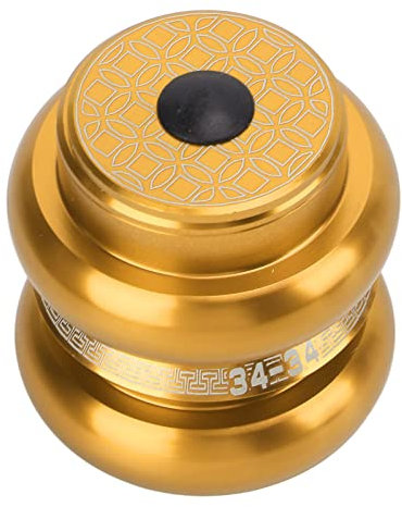 equlup Fahrrad-Steuersatz, 34 mm Aluminiumlegierung-Fahrrad-Headset Doppellager-Fahrrad-Vorderradgabel-Headset für Mountainbikes mit Gewöhnlichen Geraden Rohr-Vorderradgabeln (Gold)