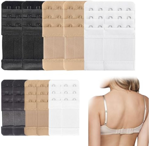 QOWUXHZ 12 Pezzi Allunga Reggiseno Prolunga Reggiseno Cinghia Di Estensione Reggiseno 3 File 2 Ganci 3 Ganci Estensioni Reggiseno Morbido Confortevole Ed Elastico Pelle Chiara Bianco Nero