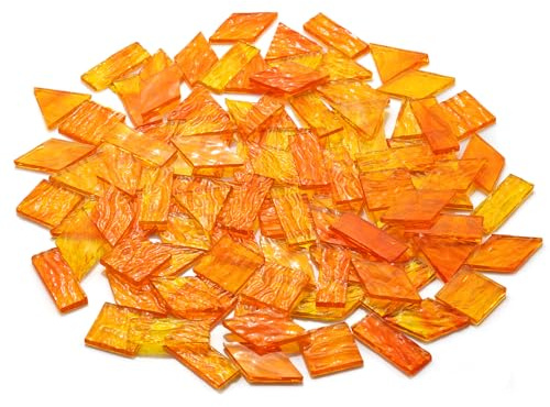 CHICSHIS Piastrelle per mosaico in vetro trasparente testurizzato di grandi dimensioni, 200G pezzi di vetro colorato vibrante in 4 forme per mosaici fai da te sfusi, 70 piastrelle di vetro per mosaico
