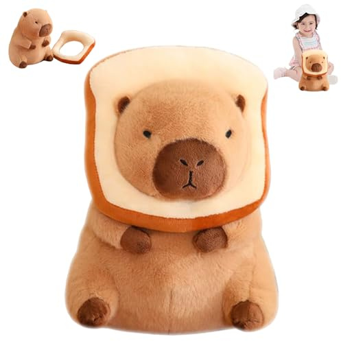 Pane Peluche Capibara, 30 cm Cuscino in Peluche Capibara con Copricapo Indossabile per Toast, Pane Capybara Animali di Peluche, Cuscino Peluche Capibara con Copricapo, per Bambini e Amici, Adulti