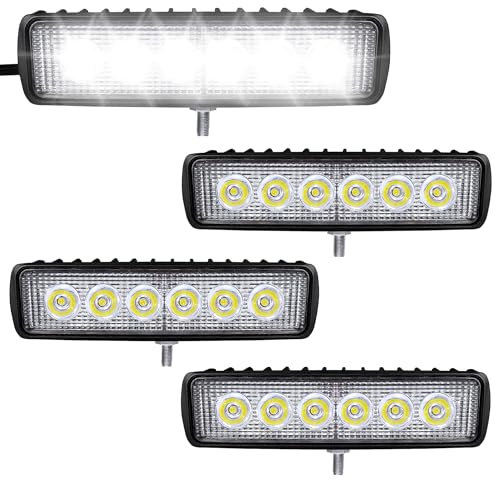 SUBTLETY 18W LED Zusatzscheinwerfer Auto Reflektor Scheinwerfer Offroad Arbeitsscheinwerfer Set 6000K Außen Strahler IP67 Wasserdicht Rückfahrscheinwerfer für Traktor SUV ATV PKW (4 Stück)