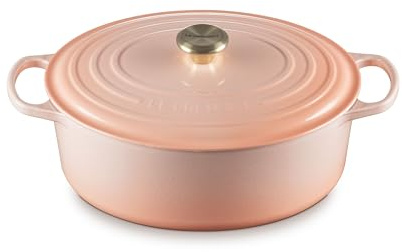 Le Creuset Schmortopf aus emailliertem Gusseisen, oval, 8 l, Peche
