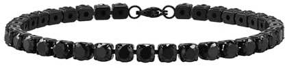 Daesar Armbänder Männer Edelstahl 19/21CM, Charm Armband 5MM Tennisarmband mit Zirkonia Hip Hop Armbänder Herren Modern Freundschaftsarmband Schwarz